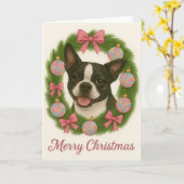 Boston Terrier Weihnachtskarte Karte (Gelbe Blume)