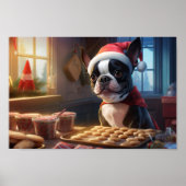 Boston Terrier Weihnachtskost Feiertag Poster (Vorne)