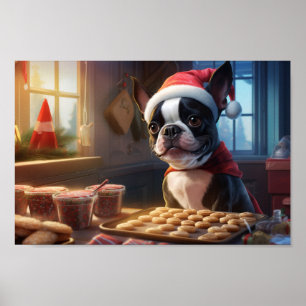 Boston Terrier Weihnachtskost Feiertag Poster