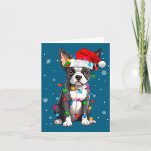 Boston Terrier Weihnachtsmann Santa Hut Karte