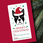 Boston Terrier Weihnachtsmannmütze Frohe Weihnacht