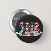 Boston Terrier Weihnachtsmannmütze will Weihnachte Button (Vorne & Hinten)
