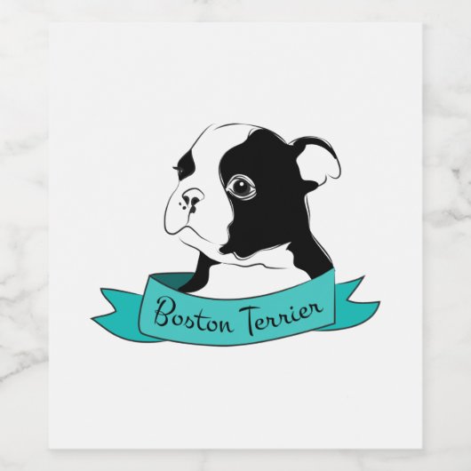 Boston Terrier Weinetikett (Einzelnes Label)