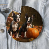 Boston Terrier Welpe Autumn Delight Pumpkin Button (Beispiel)