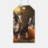 Boston Terrier Welpe Autumn Delight Pumpkin Geschenkanhänger (Vorderseite)