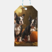 Boston Terrier Welpe Autumn Delight Pumpkin Geschenkanhänger (Rückseite)