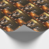 Boston Terrier Welpe Autumn Delight Pumpkin Geschenkpapier (Ecke)