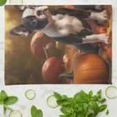 Boston Terrier Welpe Autumn Delight Pumpkin Geschirrtuch (Gefaltet)