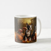 Boston Terrier Welpe Autumn Delight Pumpkin Kaffeetasse (VorderseiteRechts)