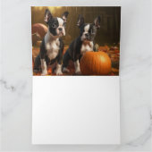 Boston Terrier Welpe Autumn Delight Pumpkin Karte (Innenseite)