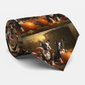 Boston Terrier Welpe Autumn Delight Pumpkin Krawatte (Gerollt)