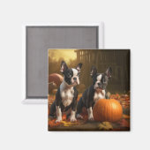 Boston Terrier Welpe Autumn Delight Pumpkin Magnet (Vorderseite/Rückseite)