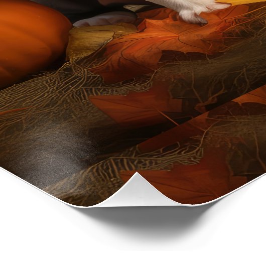 Boston Terrier Welpe Autumn Delight Pumpkin Poster (Ecke)