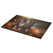 Boston Terrier Welpe Autumn Delight Pumpkin Schneidebrett (Ecke)