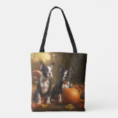 Boston Terrier Welpe Autumn Delight Pumpkin Tasche (Rückseite)