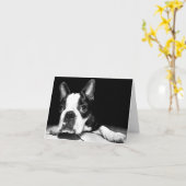 Boston Terrier Welpe Hund Blank Notecard Karte (Gelbe Blume)
