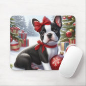 Boston Terrier Welpe mit Weihnachtsgeschmack Mousepad (Mit Mouse)