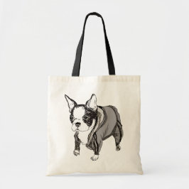 Boston-Terrier-Welpe schwitzt herein Tragetasche