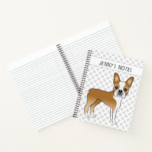 Boston Terrier Welpe Süßer Cartoon-Hund & Benutzer Notizblock