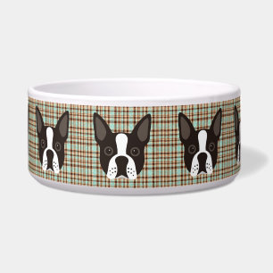 Boston-Terrier-Welpen-HundeTartan kariert Napf