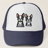 Boston Terrier Welpen Trucker Hat Truckerkappe (Vorderseite)