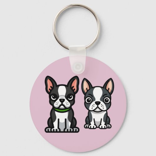 Boston Terrier Welppies Schlüsselanhänger (Vorderseite)