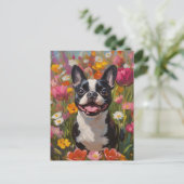 Boston Terrier Wildblume Field Postkarte (Stehend Vorderseite)