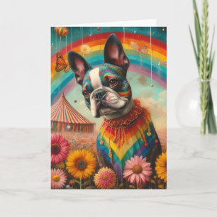 Boston Terrier Wildblume Meadow Circus Zent Karte