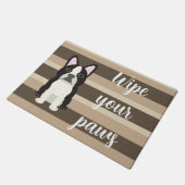 Boston Terrier Wipe your paws Neutral striped  Fußmatte (Schrägansicht)