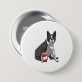 Boston Terrier with Drink Button (Vorne & Hinten)