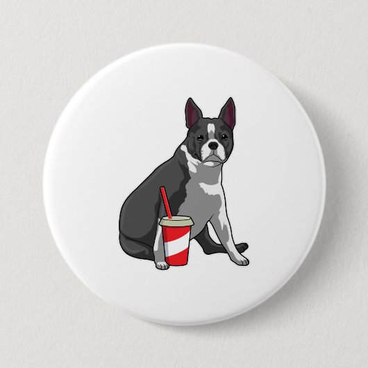 Boston Terrier with Drink Button (Vorderseite)