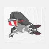 Boston Terrier with Drink Fleecedecke (Vorderseite (Horizontal))