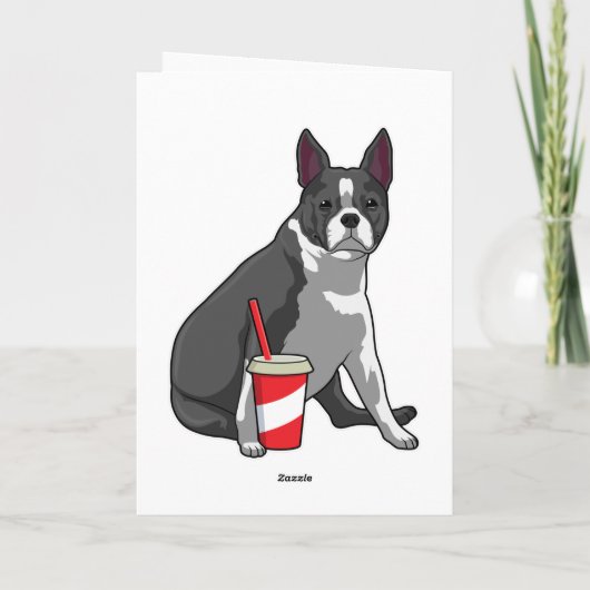 Boston Terrier with Drink Karte (Rückseite)