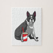 Boston Terrier with Drink Puzzle (Vertikal)