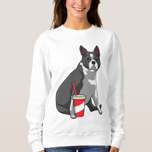 Boston Terrier with Drink Sweatshirt (Vorderseite)