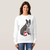 Boston Terrier with Drink Sweatshirt (Vorne ganz)