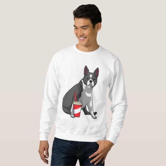 Boston Terrier with Drink Sweatshirt (Vorne ganz)
