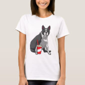 Boston Terrier with Drink T-Shirt (Vorderseite)