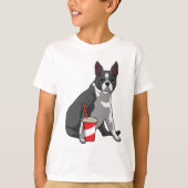 Boston Terrier with Drink T-Shirt (Vorderseite)