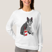 Boston Terrier with Drink T-Shirt (Vorderseite)