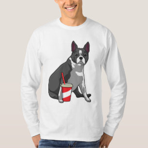 Boston Terrier with Drink T-Shirt