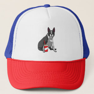 Boston Terrier with Drink Truckerkappe