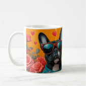 Boston Terrier with Heart Rose Valentinstag Kaffeetasse (Links)