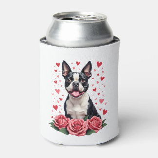Boston Terrier with Red Roses Hearts Valentine�s D Dosenkühler