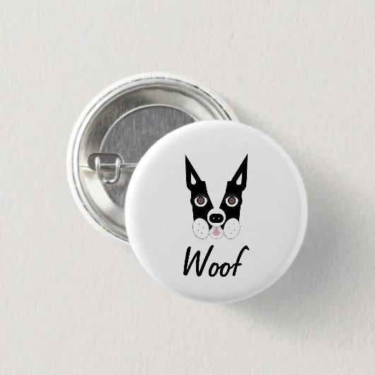 Boston Terrier Wood Button (Vorne & Hinten)