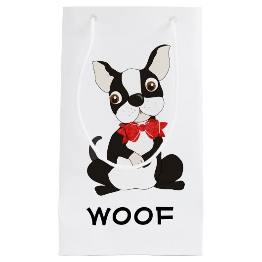 Boston Terrier Woof Kleine Geschenktüte (Vorderseite)