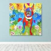Boston Terrier Wrapped Canvas 20x20 (Customizable) Leinwanddruck (Insitu (Holzboden))