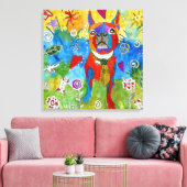 Boston Terrier Wrapped Canvas 20x20 (Customizable) Leinwanddruck (Insitu (Wohnzimmer))