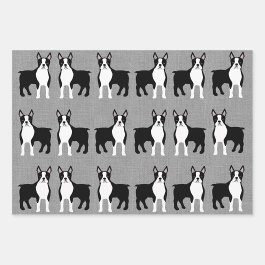 Boston Terrier Wrapping Paper Sheets Geschenkpapier Set (Vorderseite 3)