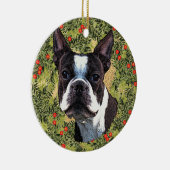 Boston Terrier Wreath Keramikornament (Rechts)